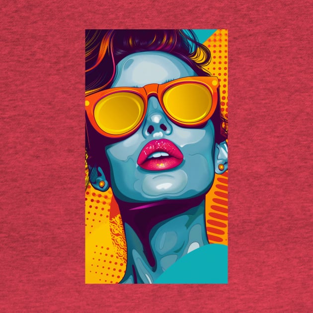 Pop Art Woman Orange Glasses by JunkyDotCom